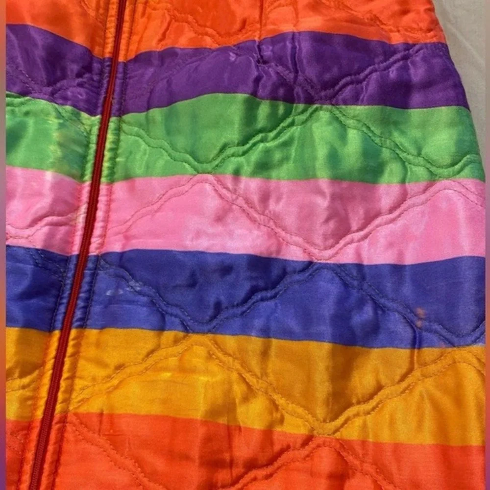 Vintage Rhapsody By Glazier Quilted Striped Maxi Skirt Small‎ Medium Rainbow
